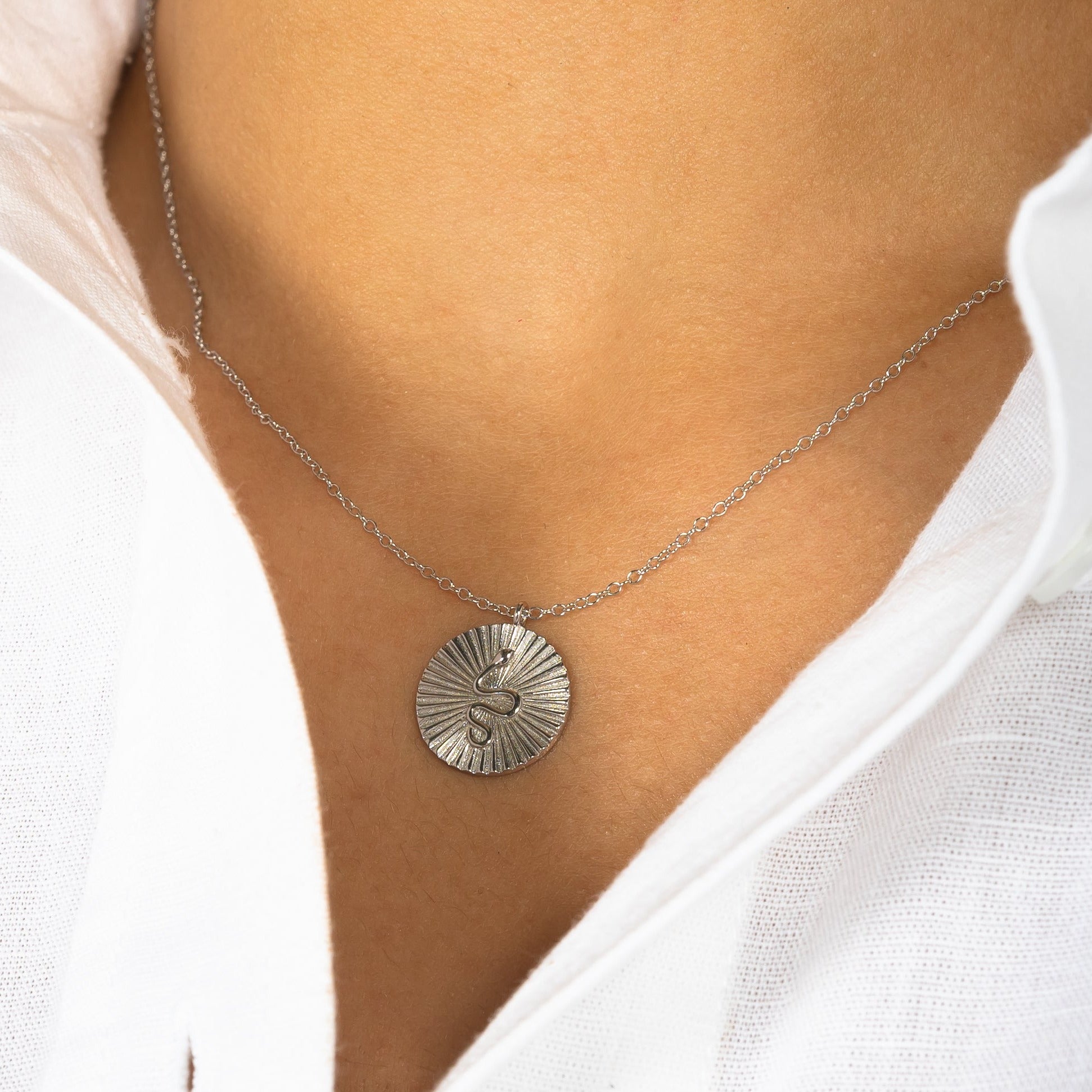 Snake Pendant Necklace - Silver