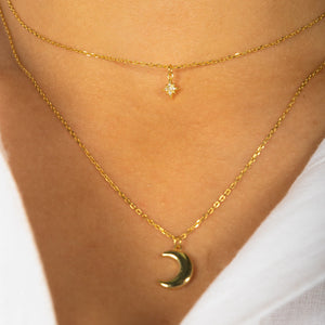 Moon & Star Layer Necklace - Gold