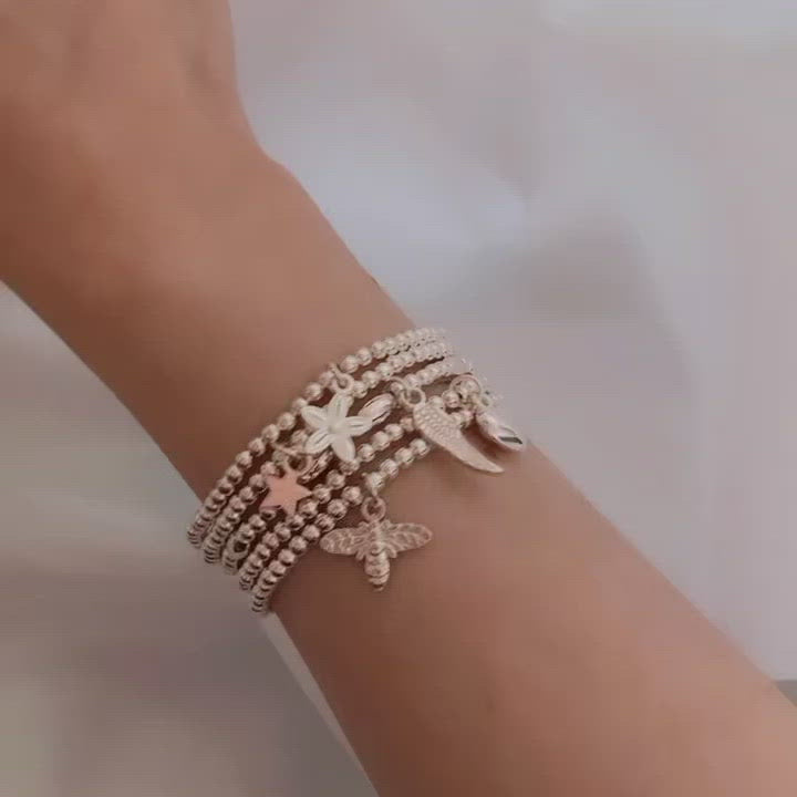 Flower Charm Bracelet - Silver