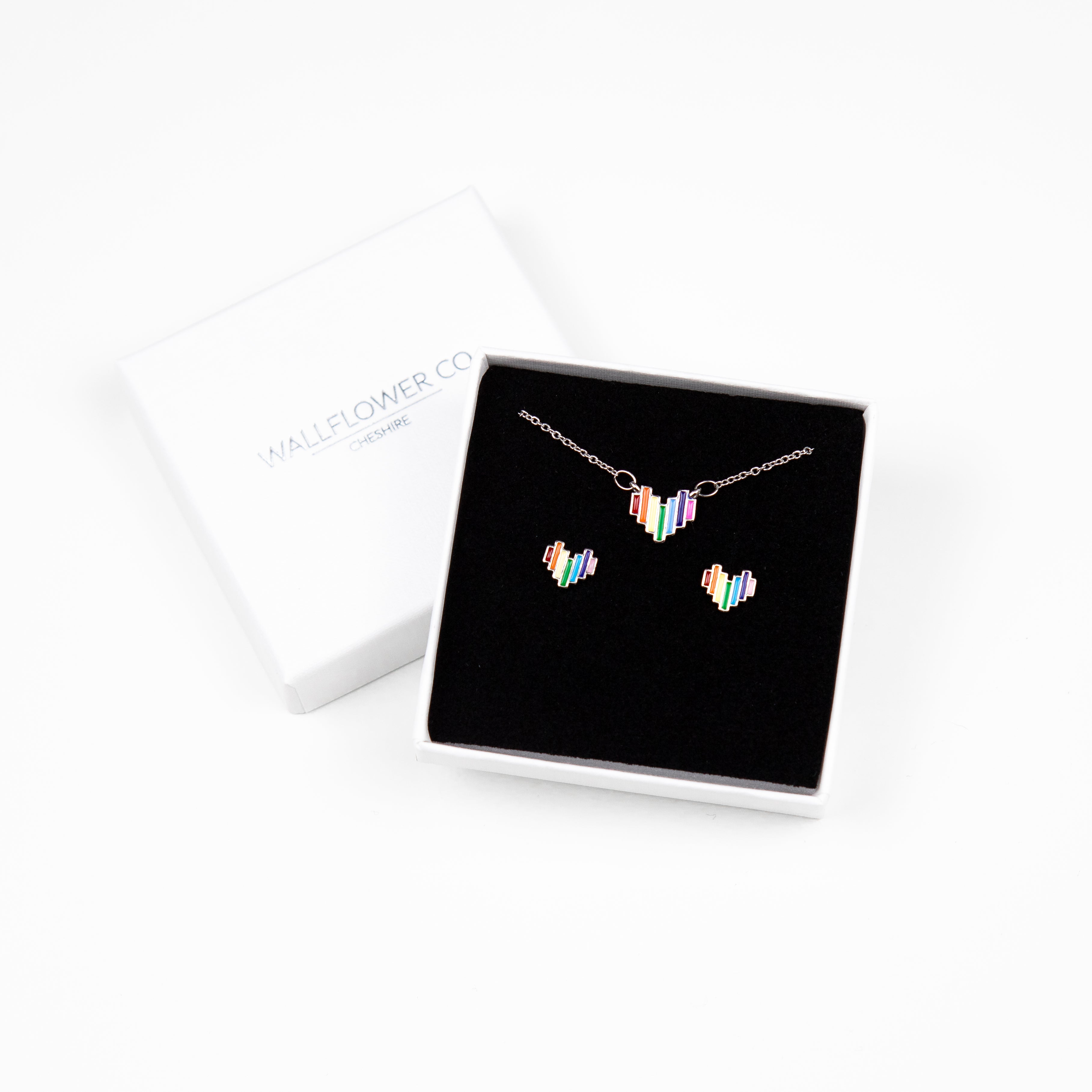 Rainbow Heart Gift Set - Silver