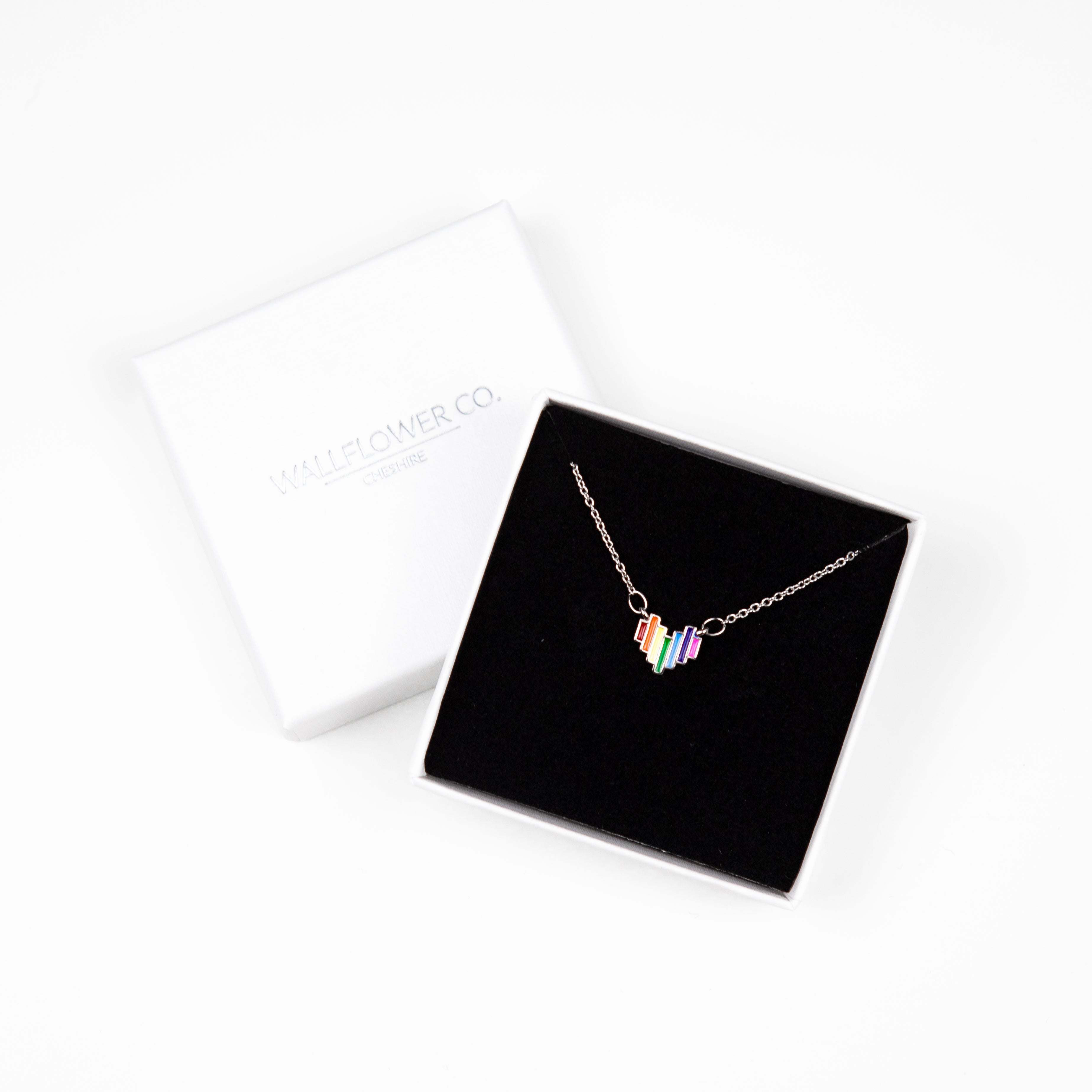 Rainbow Heart Necklace - Silver