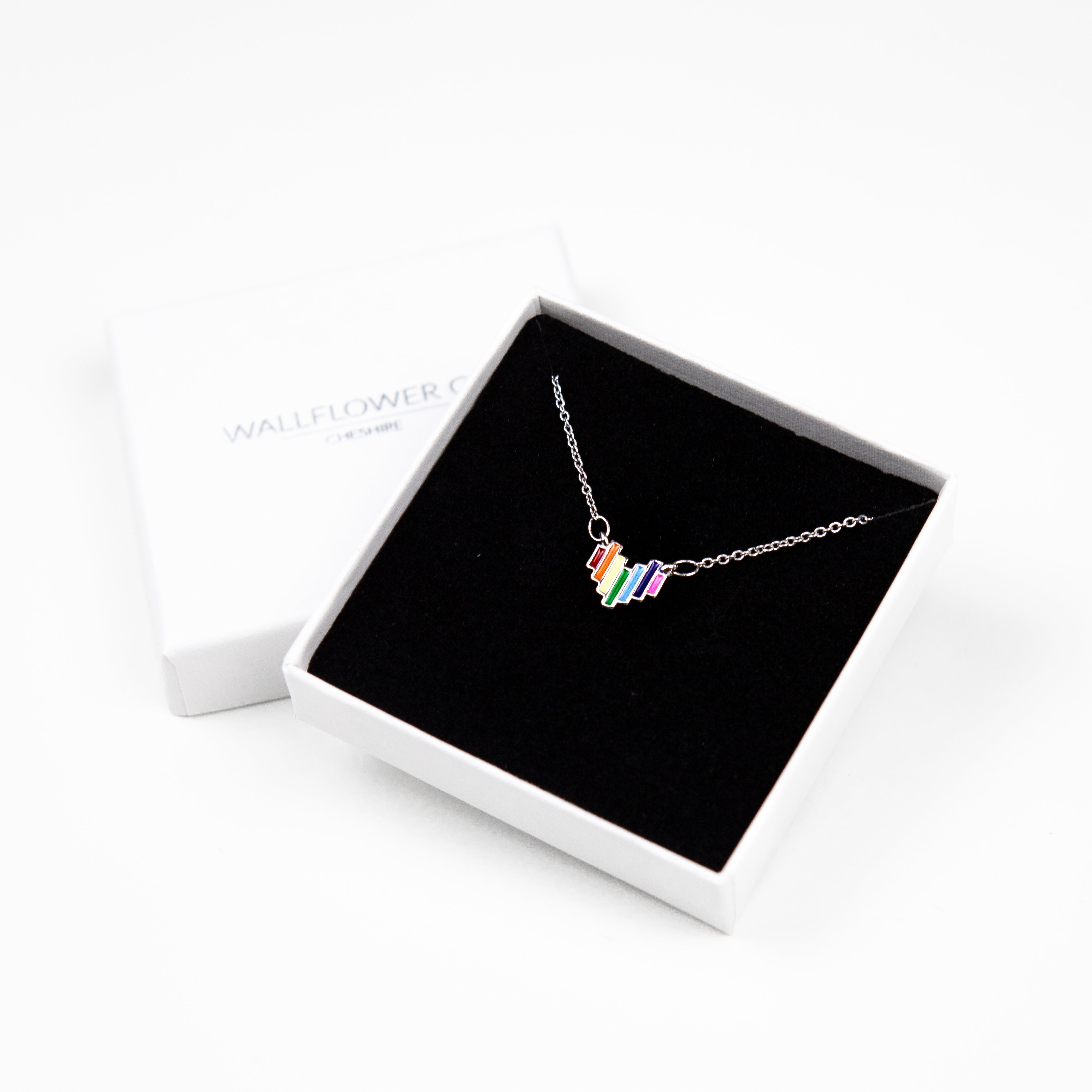 Rainbow Heart Necklace - Silver