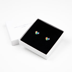 Rainbow Heart Stud Earrings - Silver