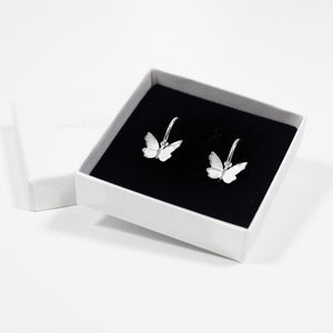 Butterfly Hoop Earrings - Silver