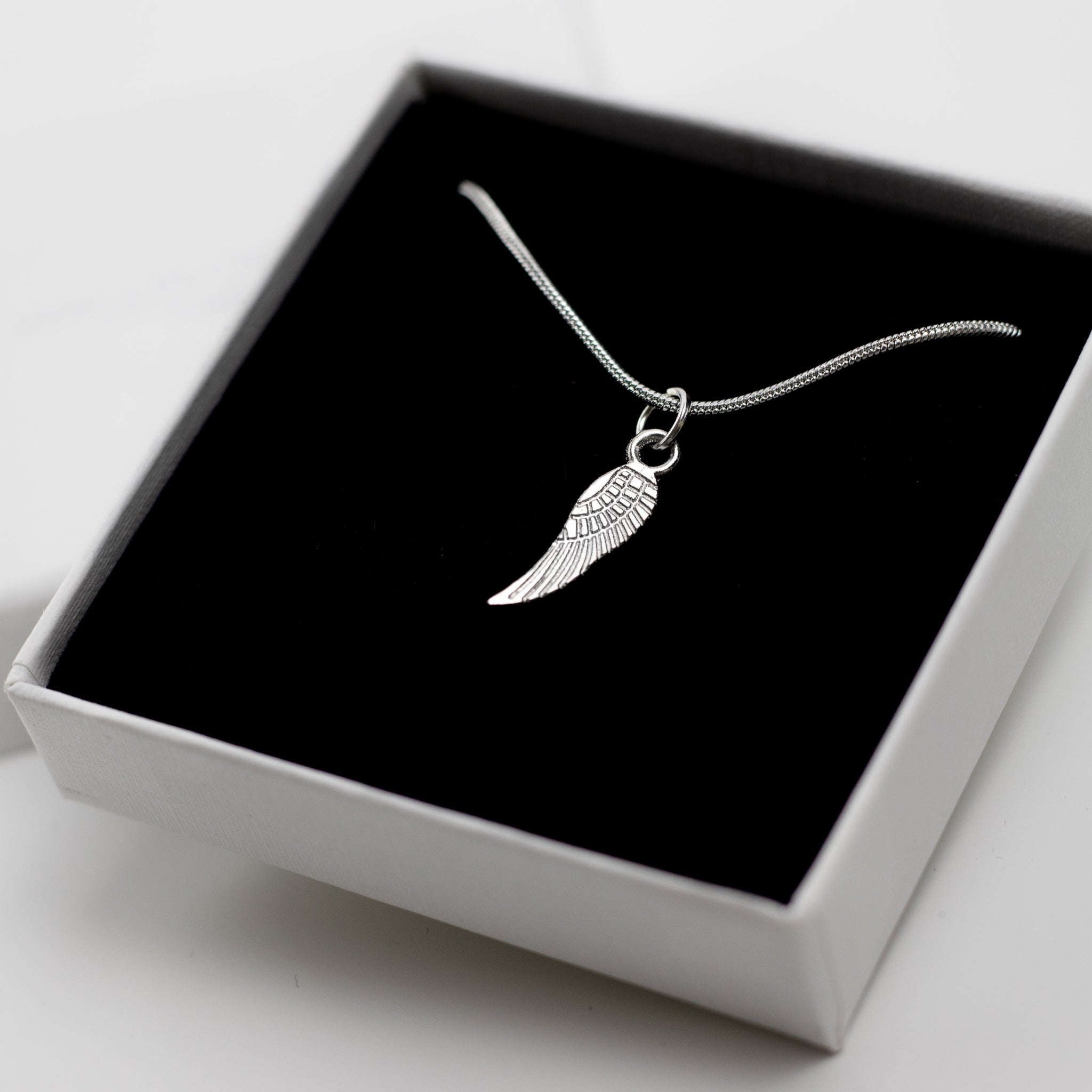 Angel Wing Charm Necklace - Sterling Silver