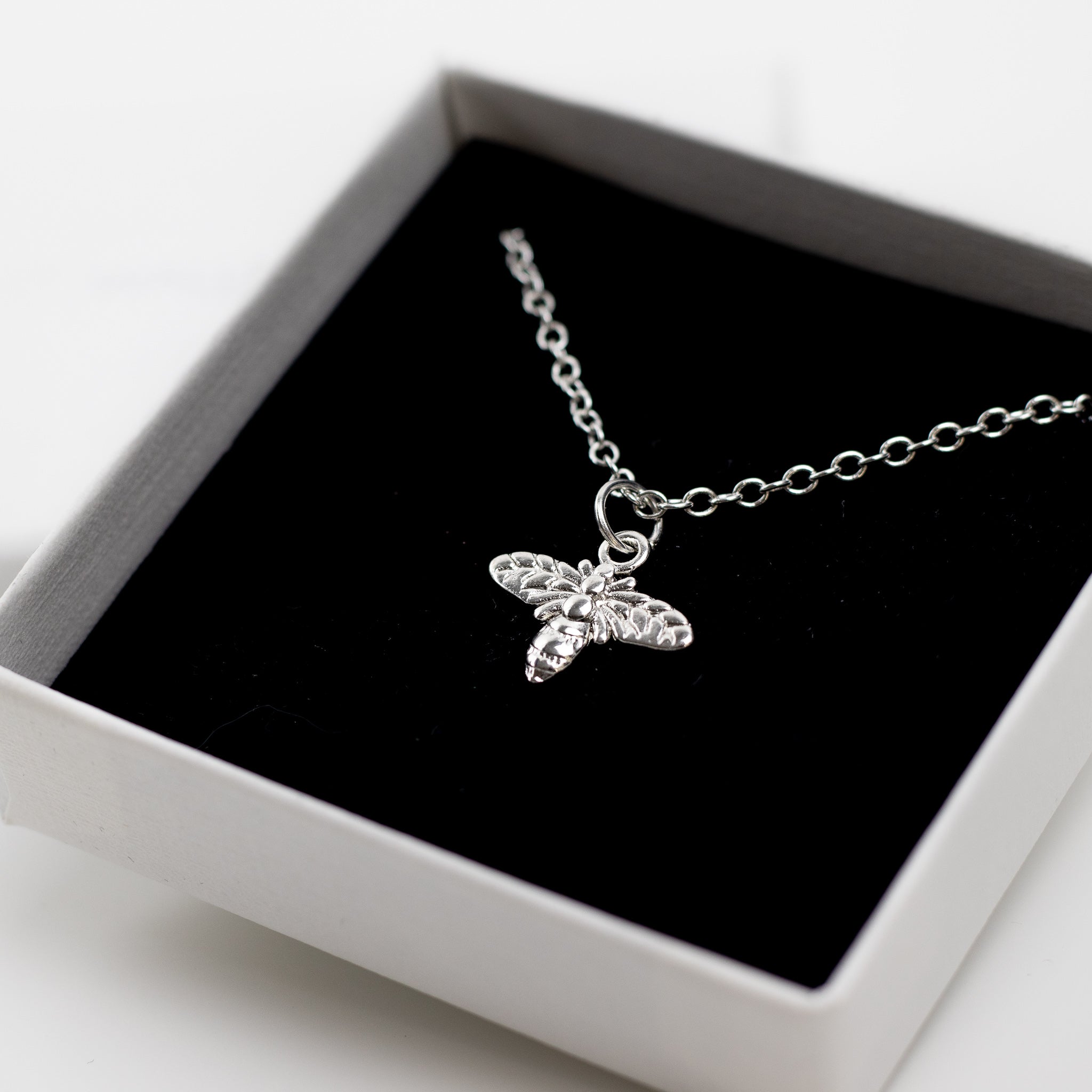 Bee Charm Necklace - Silver