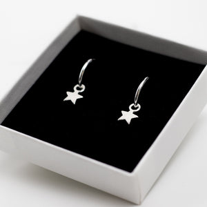 Star Hoop Earrings - Sterling Silver