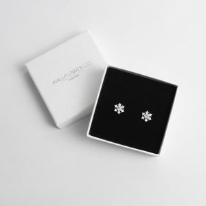 Glitzy Snowflake Stud Earrings - Sterling silver