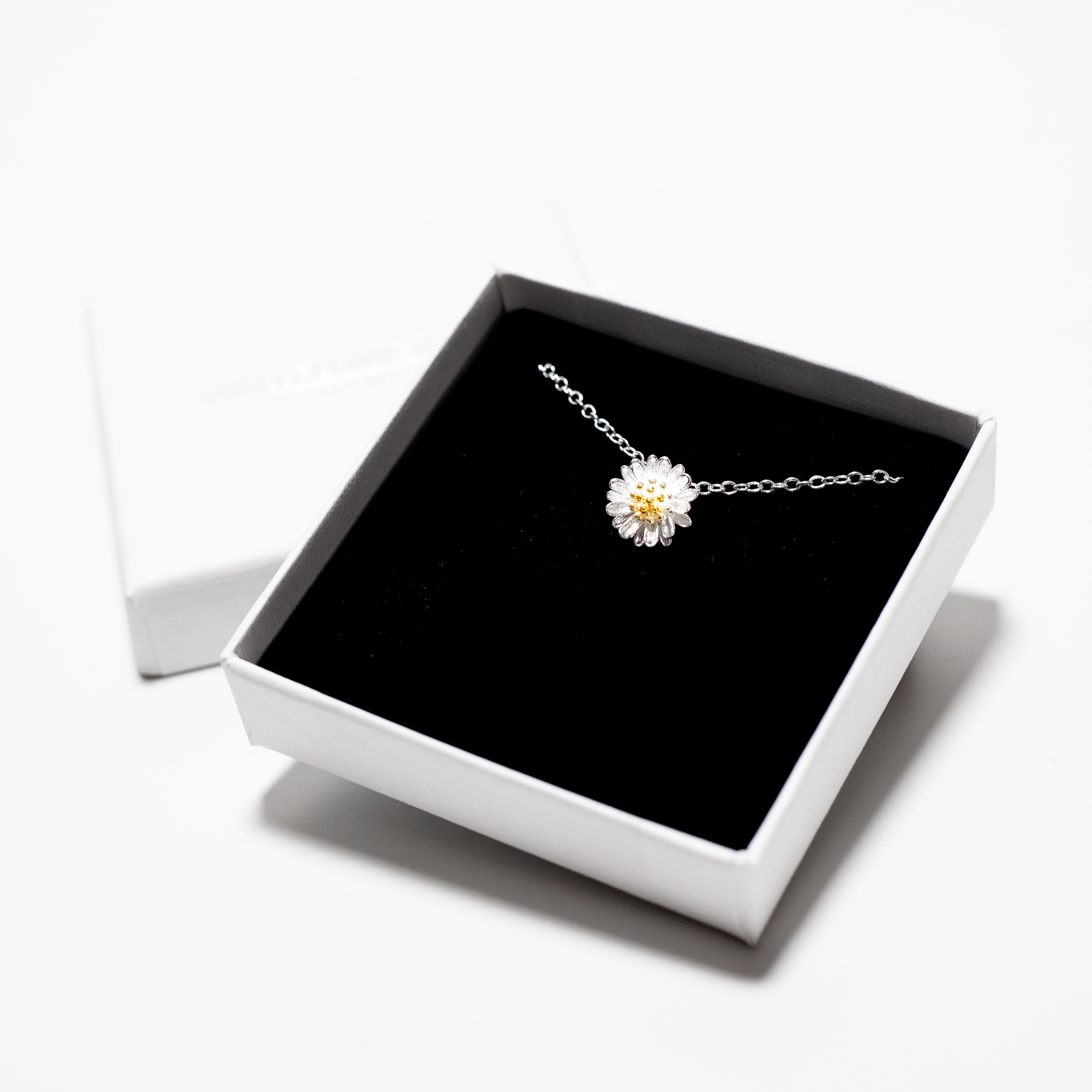 Petite Daisy Charm Necklace - Sterling Silver