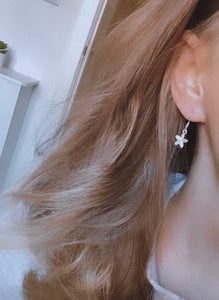 Flower Drop Earrings - Silver