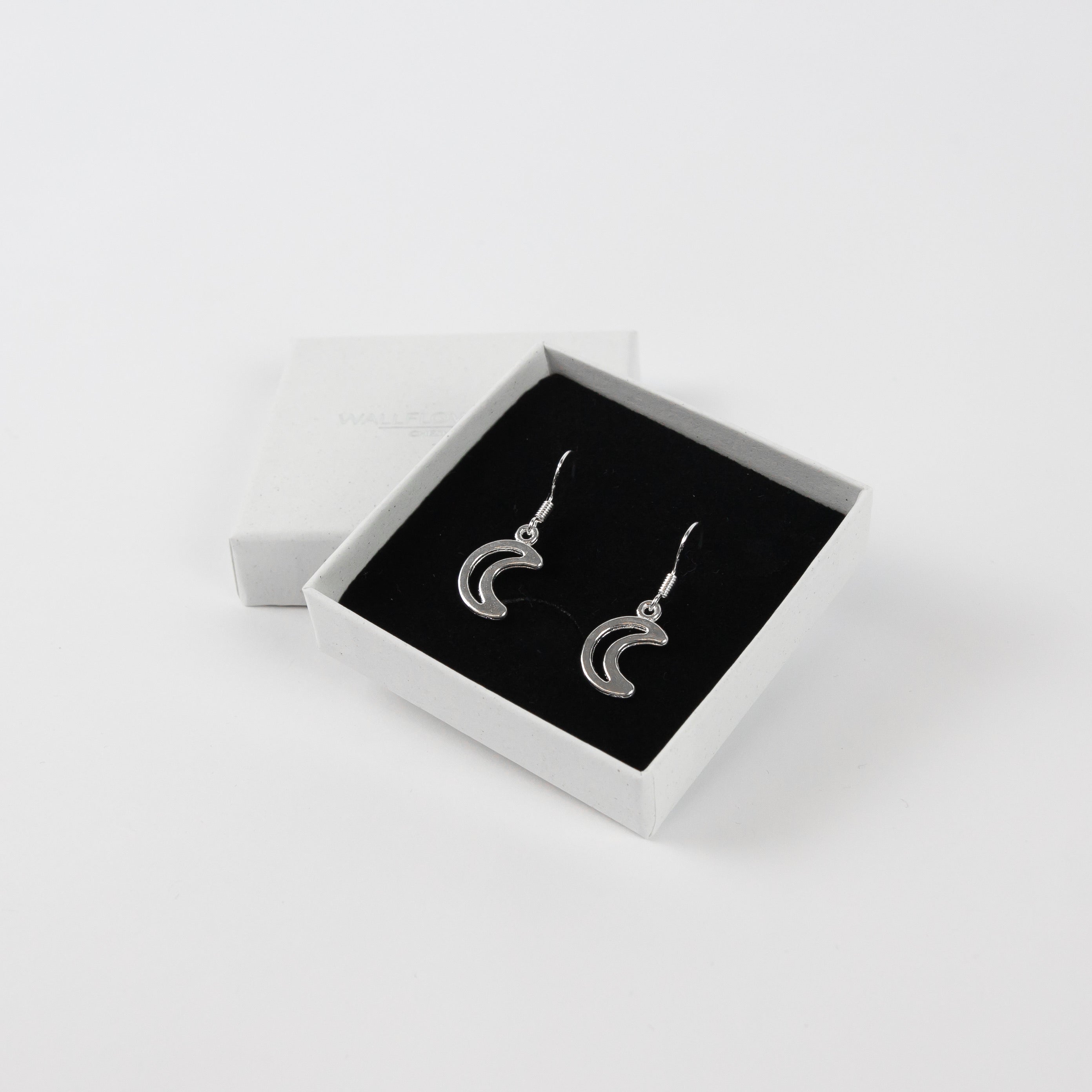 Moon Drop Earrings - Silver