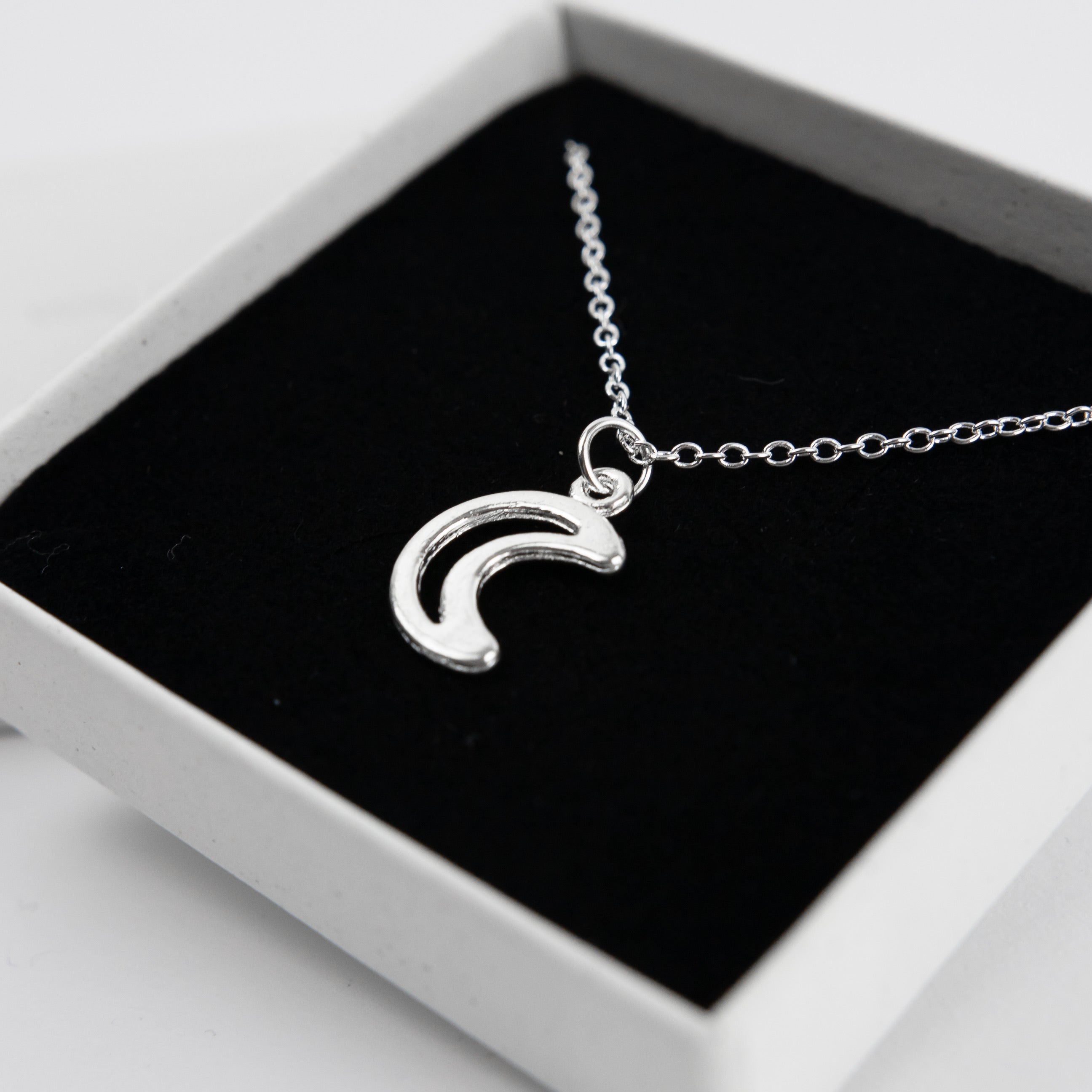 Moon Charm Necklace - Silver
